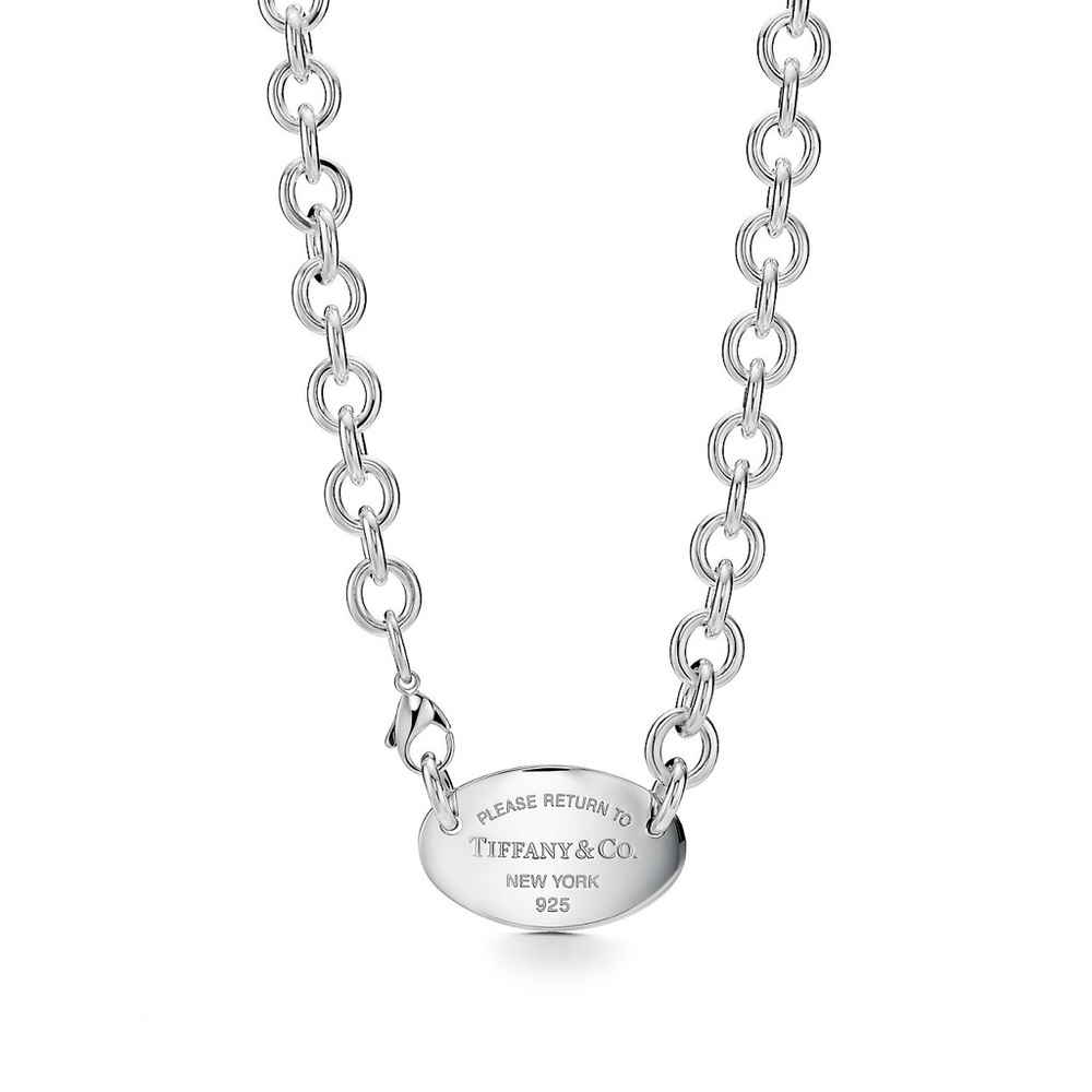 Tiffany & Co 925 sterling Oval tag choker necklace